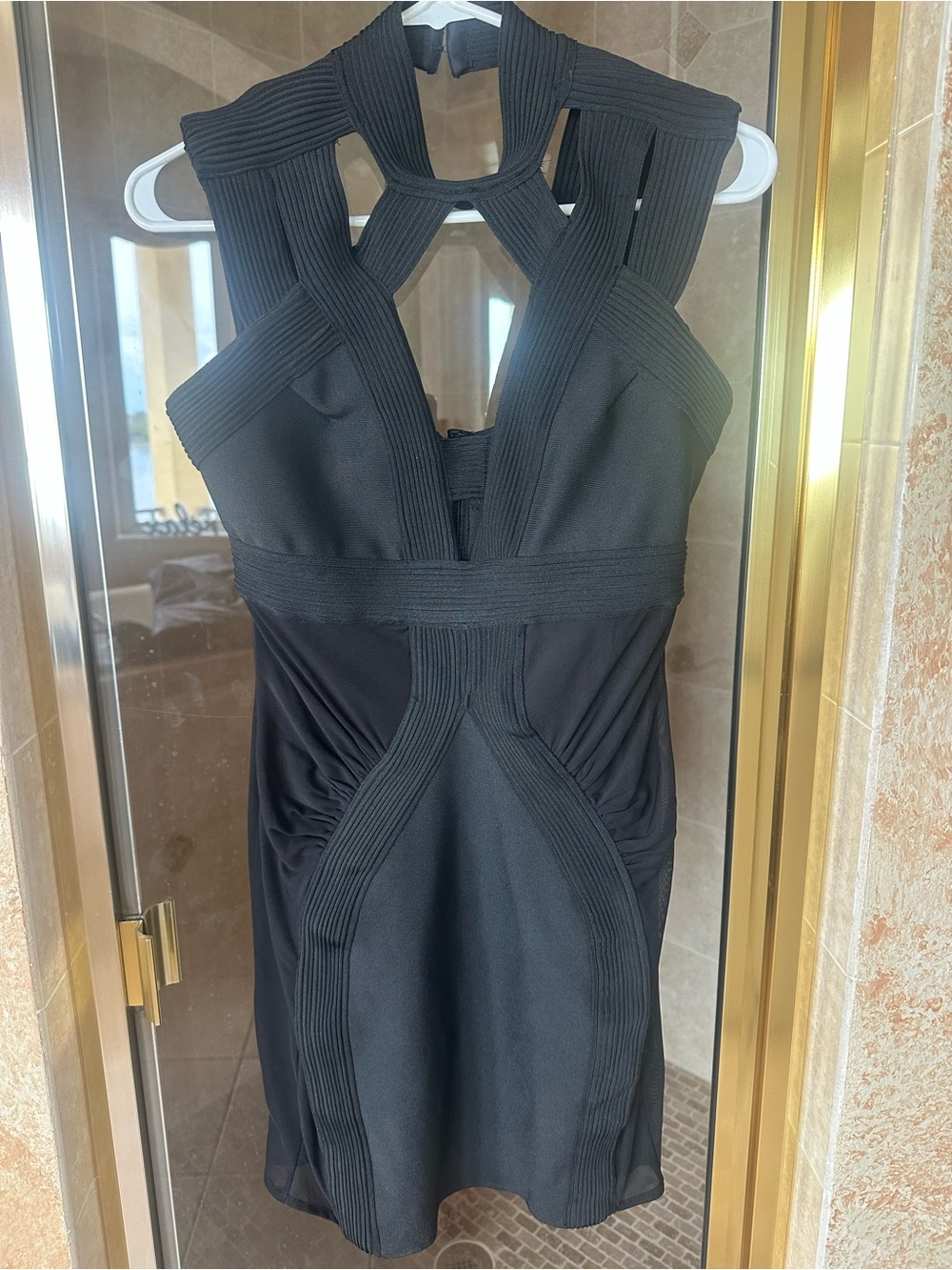 Fashion nova Mesh Bandage Dress Black Size M